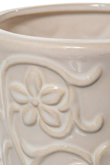 4.75" Embossed Pottery White