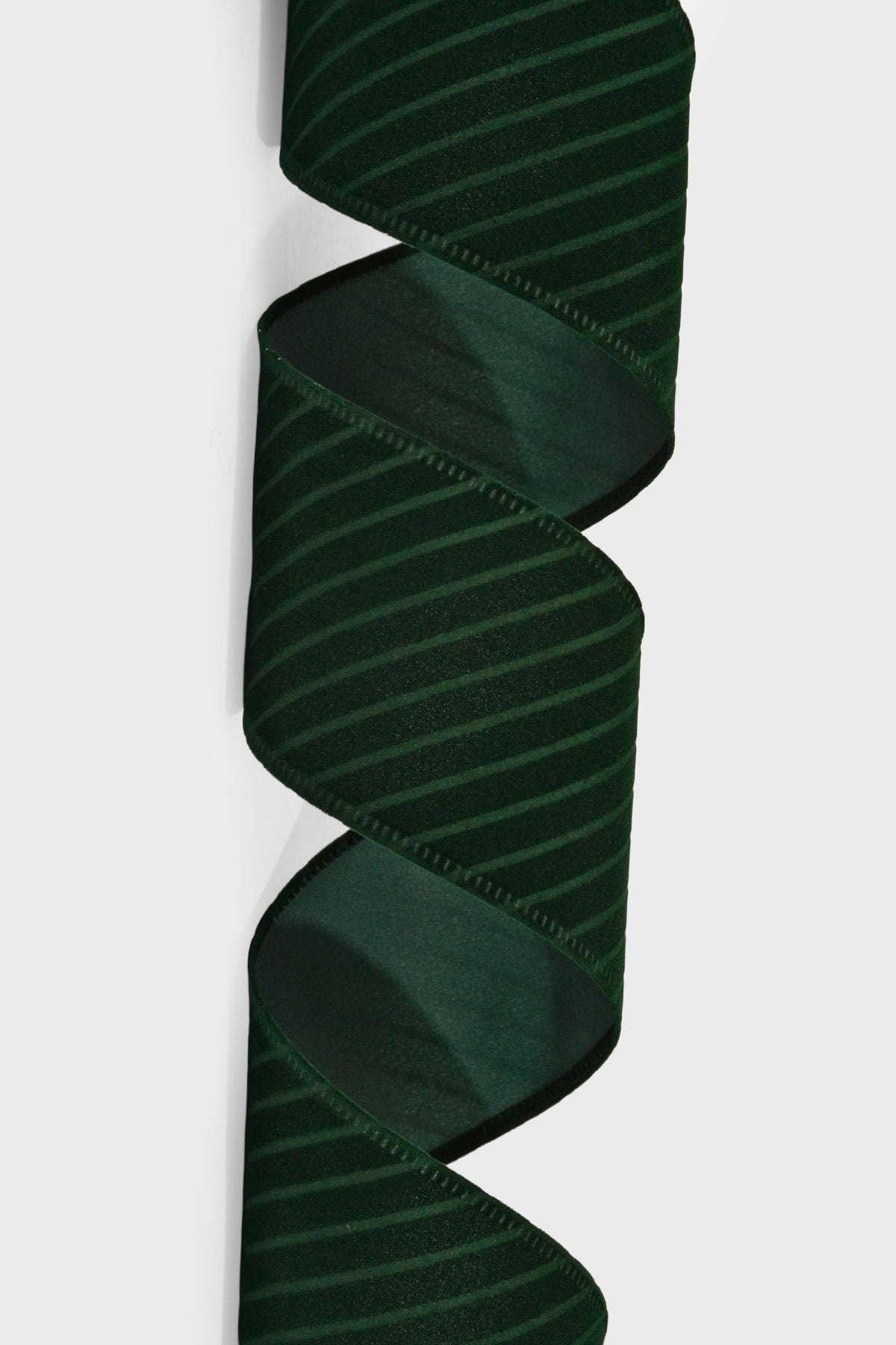 2.5" X 10Yds Wired W/Diagonal Line Velvet Ribbon Hunter