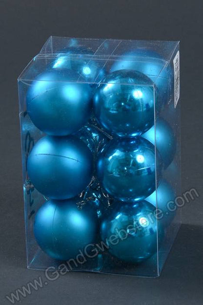 60mm Shiny &amp; Matte Plastic Ball Turquoise Pkg/12