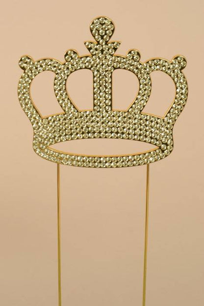 8&quot; Rhinestone Crown Cake Topper Gold