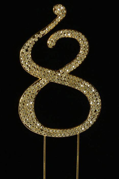 4.5" Rhinestone Number "8" Cake Topper Gold