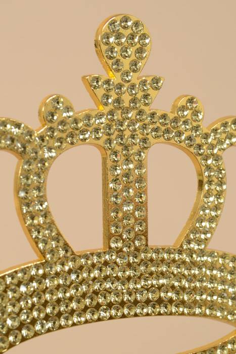 8" Rhinestone Crown Cake Topper Gold