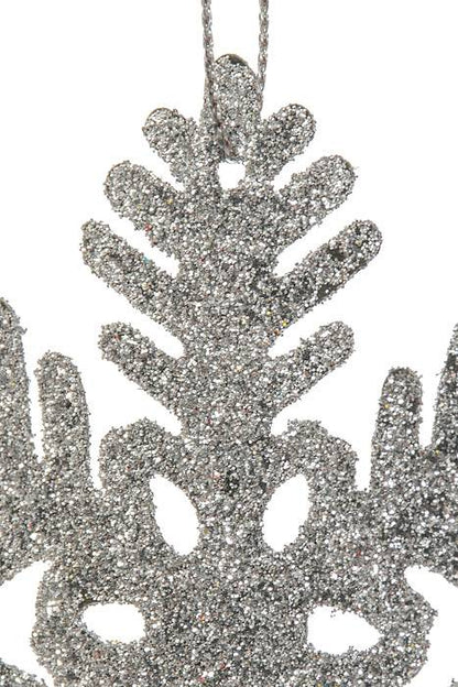 3.5" Glitter Snowflake Pkg12 Silver