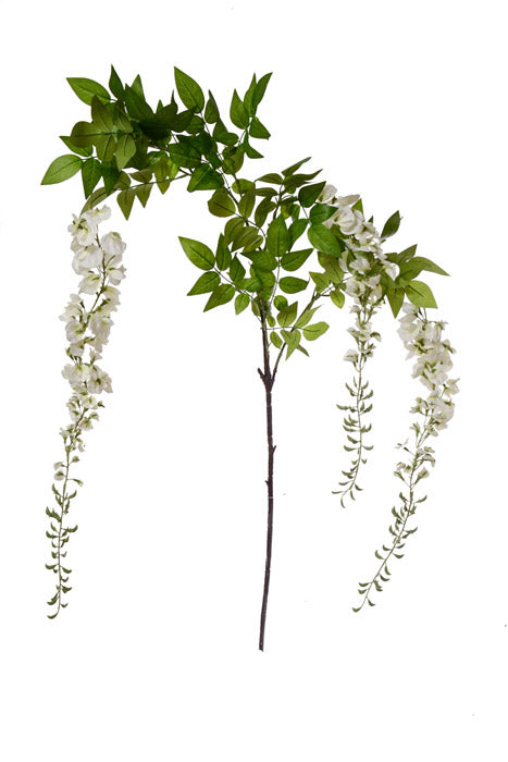 69&quot; Silk Wisteria Hanging Spray White