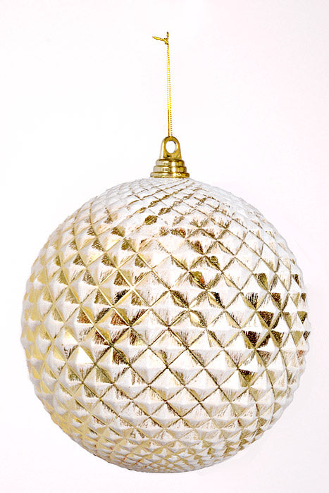 250Mm Durian Ball W/Glitter Ornament Shiny Gold