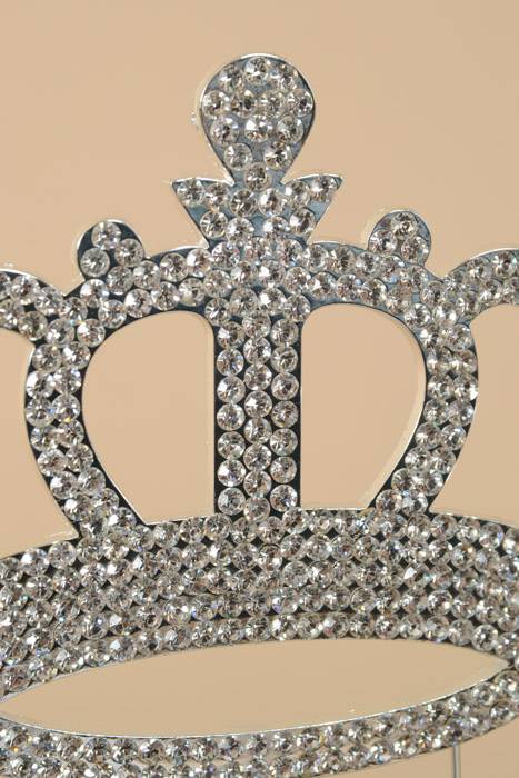 8" Rhinestone Crown Cake Topper Silver