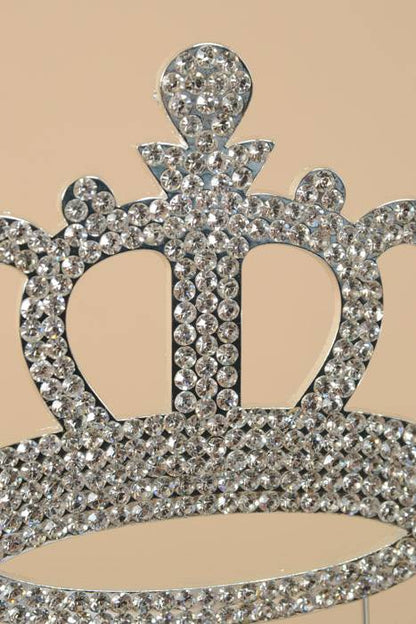8" Rhinestone Crown Cake Topper Silver