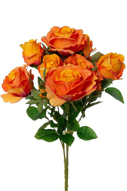 19" Silk Rose/rose Bud Bush X10 Orange
