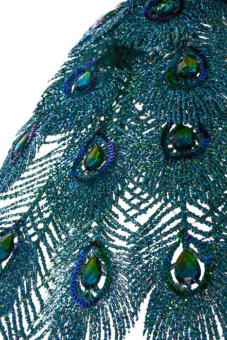 30" Peacock Glitter Sequin Jewel Peacock Color