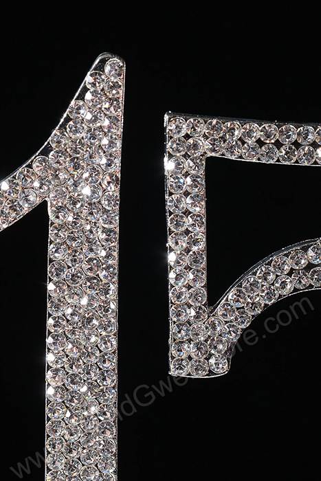 4.5" Rhinestone Number "15" Cake Topper Silver
