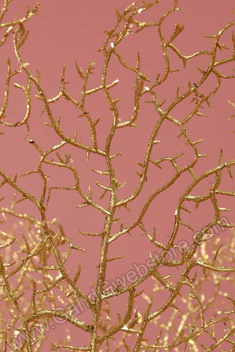 30" Glittered Coral Fern Spray Gold