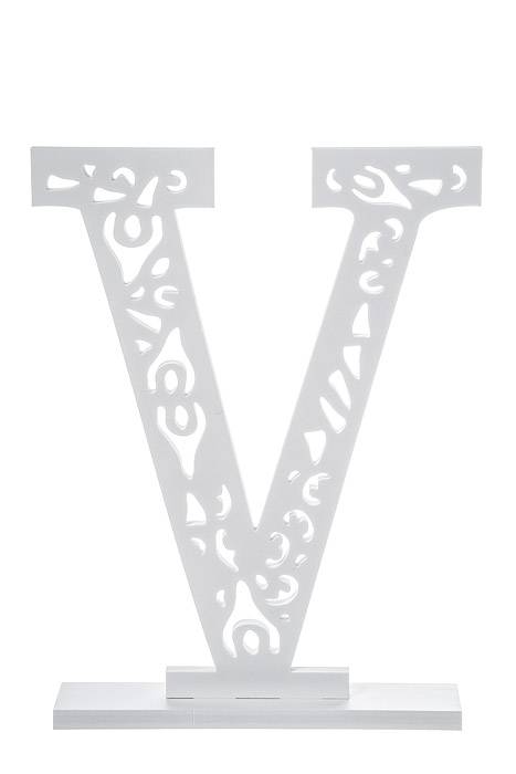 19.75" Carved Letter "v" White