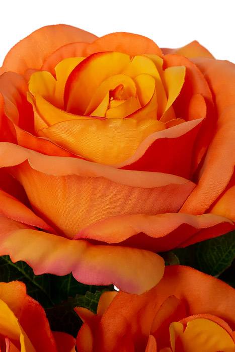 19" Silk Rose/rose Bud Bush X10 Orange