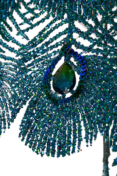30" Peacock Glitter Sequin Jewel Peacock Color