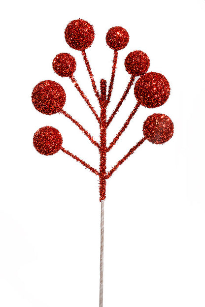 24" Tinsel Ball Spray Red