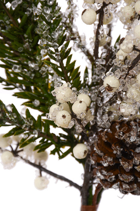 14" Waterproof Iced Berry Boxwood Fir Pick Natural/White