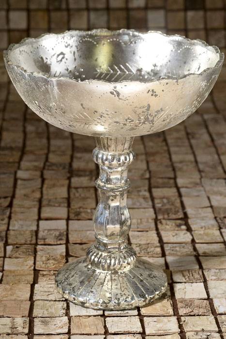 8" X 9.5" Glass Desiray Compote Silver