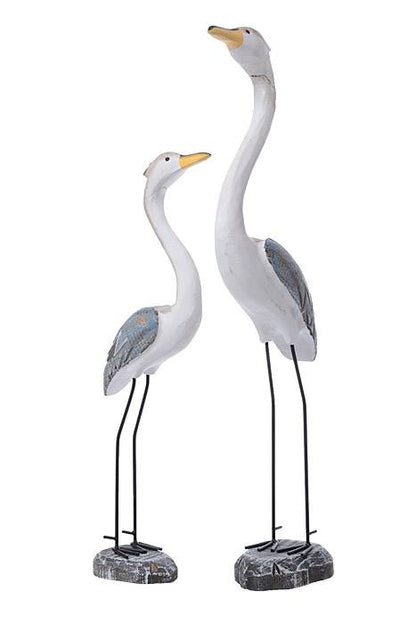 18.5"/ 23.75" Standing Stork White/blue Set/2