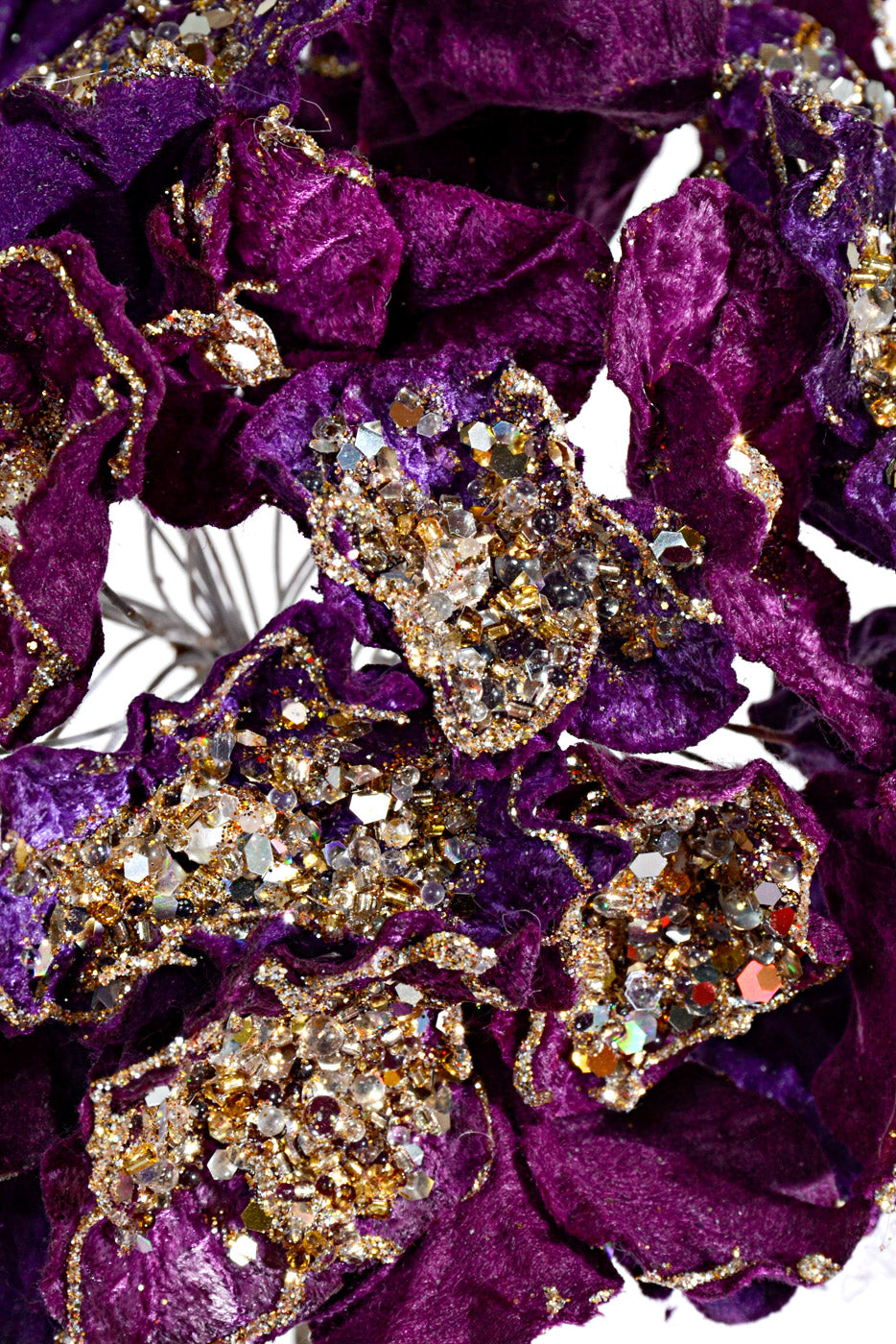 24" Crystal Encrusted Hydrangea Stem Purple