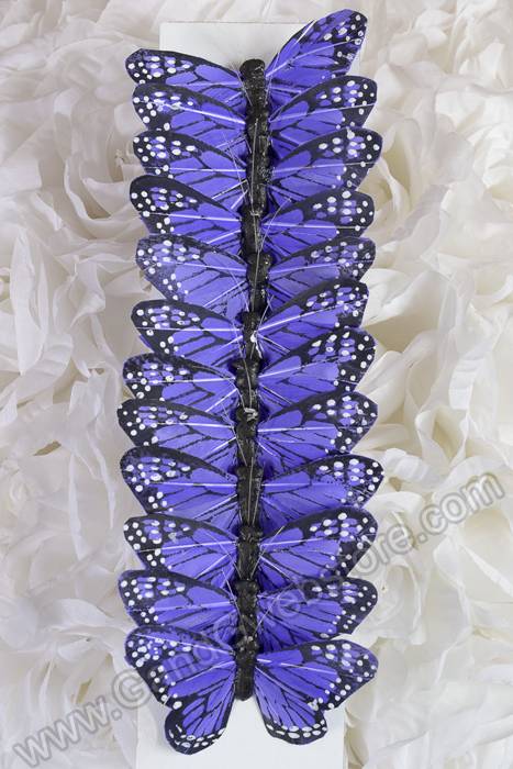 3&quot; Feather Butterfly W/wire Attached Purple Pkg/12