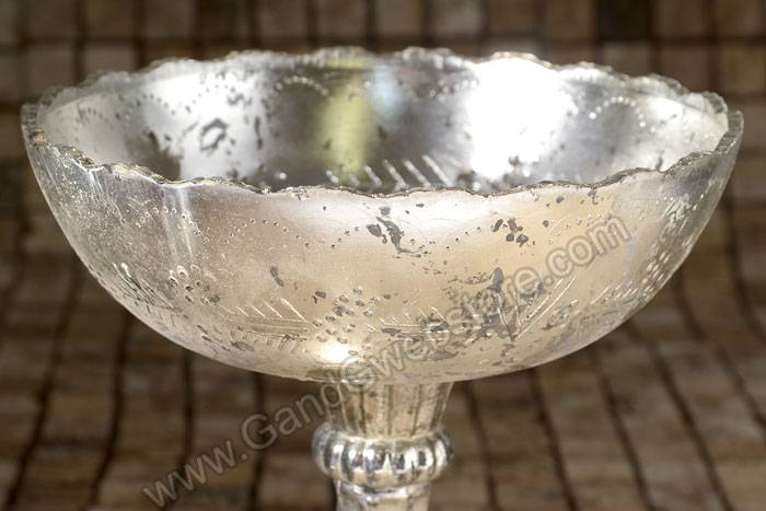 8" X 9.5" Glass Desiray Compote Silver