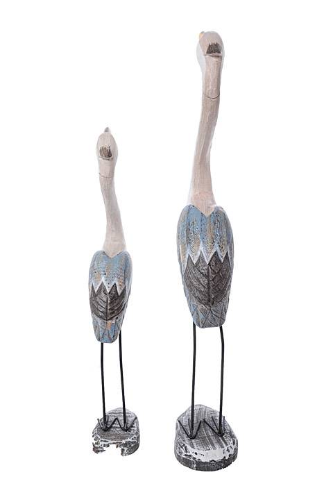 18.5"/ 23.75" Standing Stork White/blue Set/2