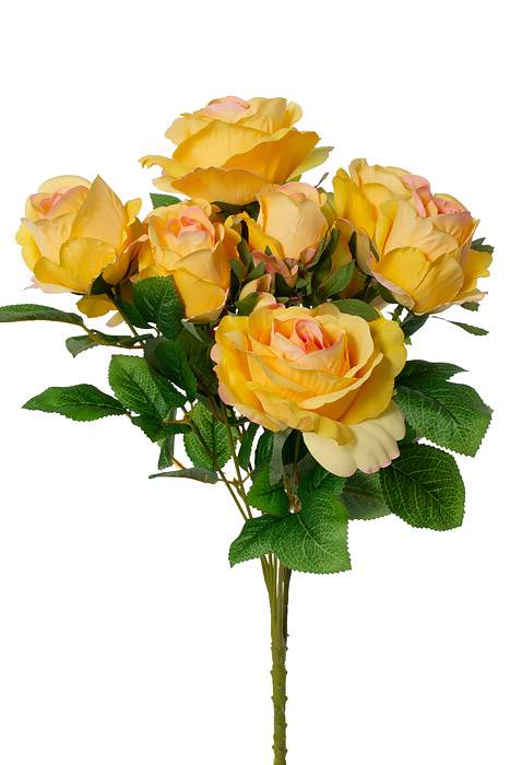 19" Silk Rose Bud Bush Yellow