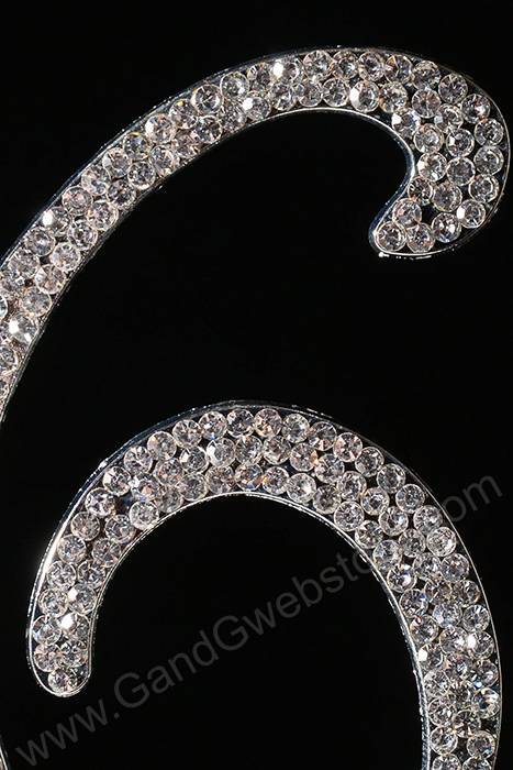 4.5" Rhinestone Number "16" Cake Topper Silver