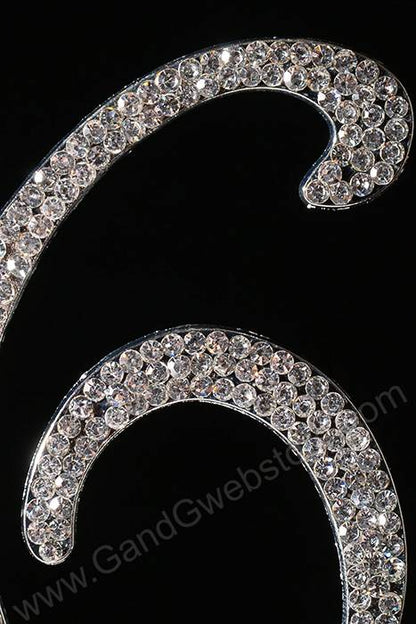 4.5" Rhinestone Number "16" Cake Topper Silver