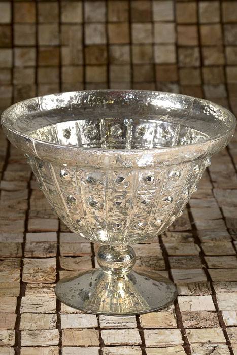 8" X 6" Baleri Compote Glass Bowl Silver
