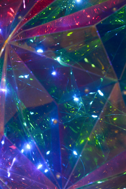 400Mm Plastic Rainbow Ornament Ball W/Lights Clear Iridescent