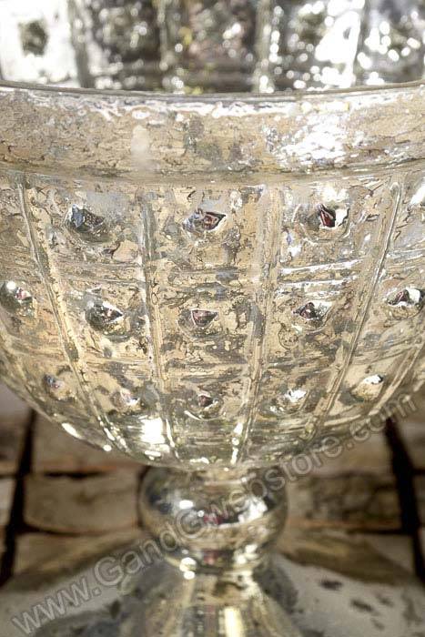 8" X 6" Baleri Compote Glass Bowl Silver