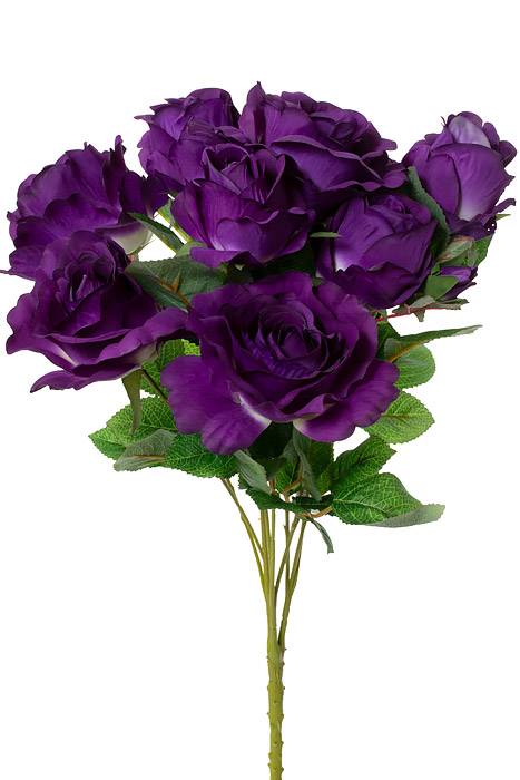 19" Silk Rose/rose Bud Bush X10 Purple
