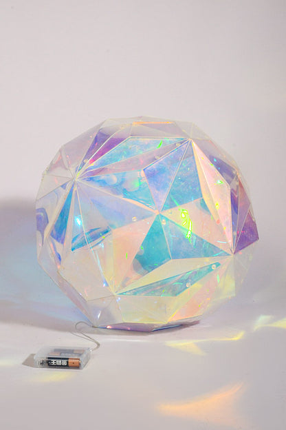 400Mm Plastic Rainbow Ornament Ball W/Lights Clear Iridescent