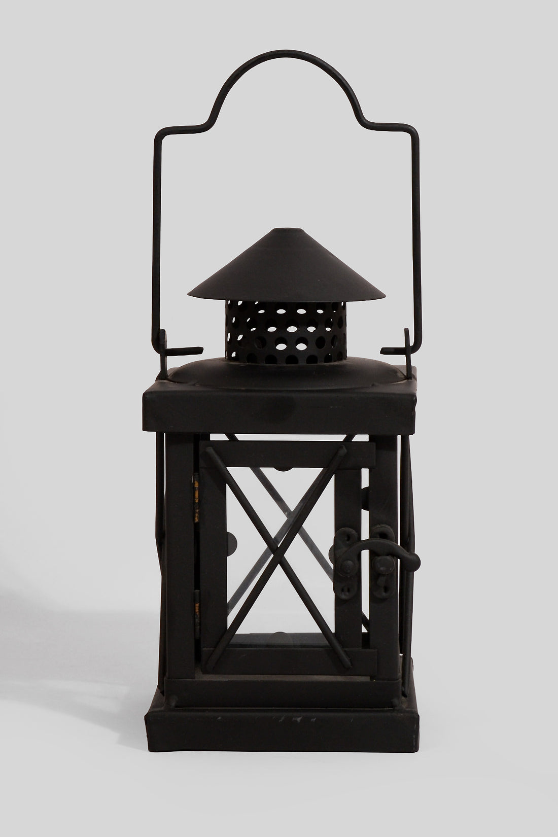 4" X 8" Metal &amp; Glass Candle Lantern Black/Copper