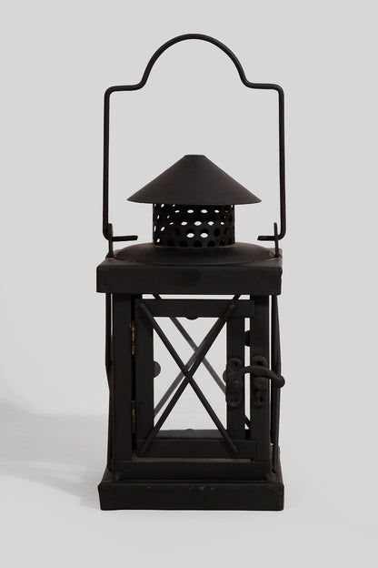 4" X 8" Metal &amp; Glass Candle Lantern Black/Copper