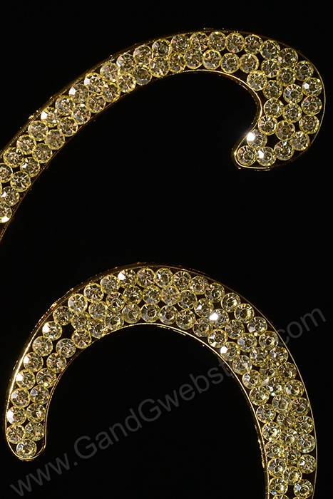 4.5" Rhinestone Number "16" Cake Topper Gold