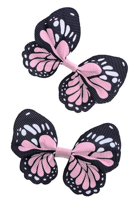 2.5" Ribbon Butterfly Pearl Pink//black Pkg/12