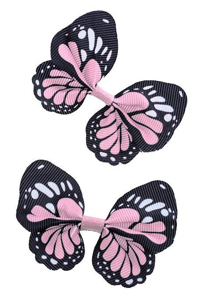 2.5" Ribbon Butterfly Pearl Pink//black Pkg/12