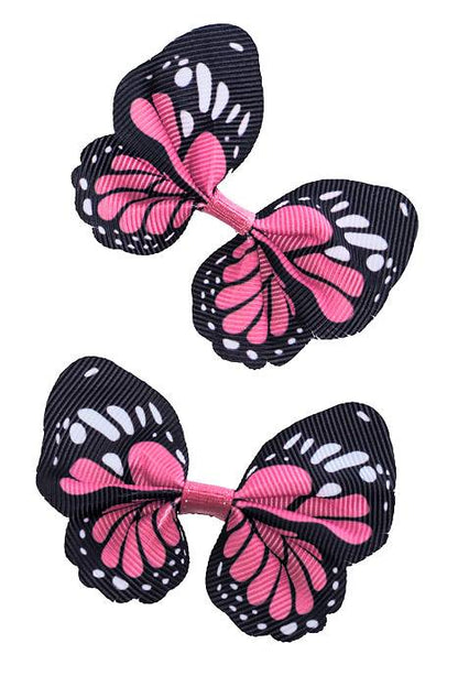 2.5" Ribbon Butterfly Hot Pink/black Pkg/12