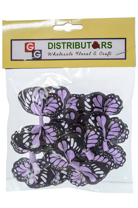 2.5" Ribbon Butterfly Light Orchid/black Pkg/12