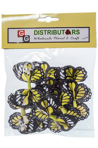 2.5" Ribbon Butterfly Lemon/black Pkg/12