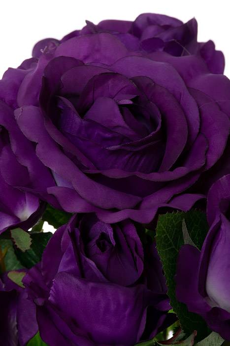 19" Silk Rose/rose Bud Bush X10 Purple