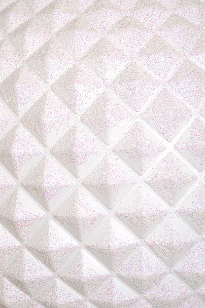 250Mm Durian Matte Ball W/Iridescent/Glitter Ornament White