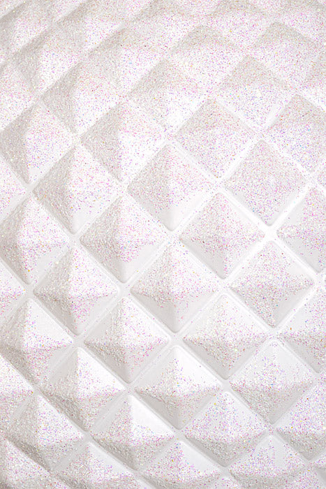 200Mm Spike Ball Matte W/Iridescent/Glitter Ornament White