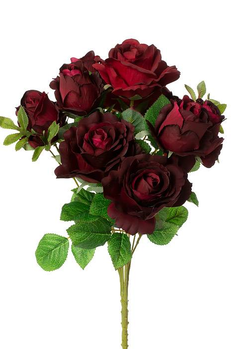 19" Rose/rose Bud Bush X10 Burgundy