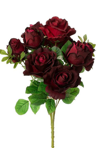19" Rose/rose Bud Bush X10 Burgundy