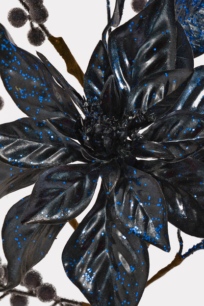 25" Mixed Poinsettia Berry Blue