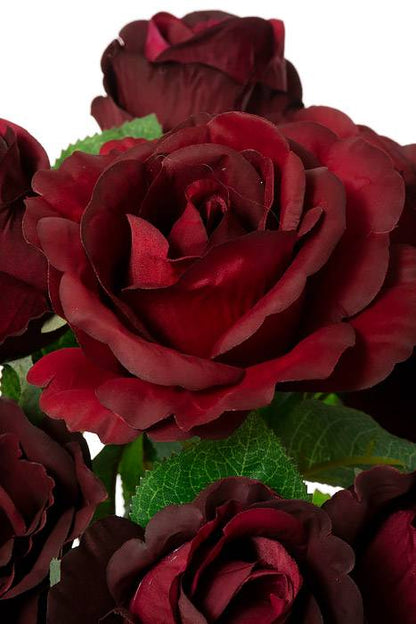 19" Rose/rose Bud Bush X10 Burgundy