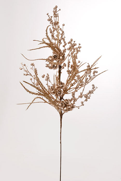 26" Glitter Berry Ball Spray Champagne